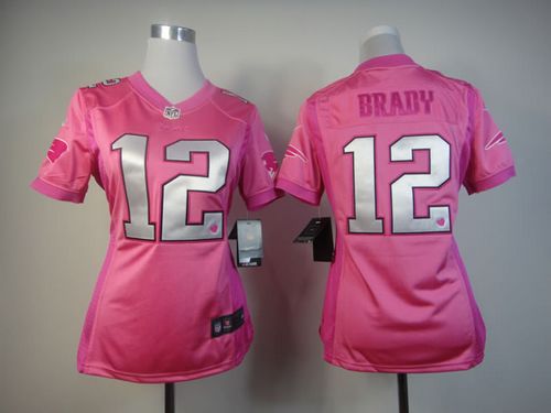 Patriots #12 Tom Brady Pink Women's Be Luv'd Stitched Elite Jersey