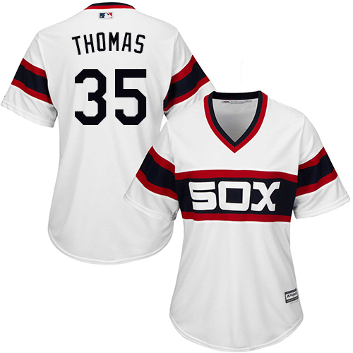Chicago White Sox #35 Frank Thomas White Alternate Home Women's Stitched Jersey Womens