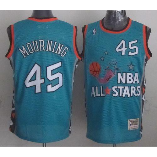 Mitchell And Ness Miami Heat #45 Alonzo Mourning Light Blue 1996 All-Star Stitched Jersey Mens