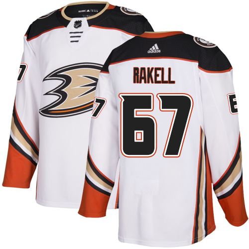 Adidas Anaheim Ducks #67 Rickard Rakell White Road Authentic Stitched Jersey Men's