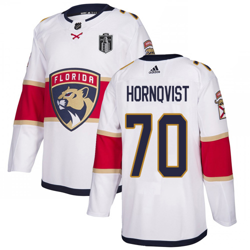 Adidas Panthers #70 Patric Hornqvist White 2023 Stanley Cup Final Patch Road Authentic Stitched Youth Jersey