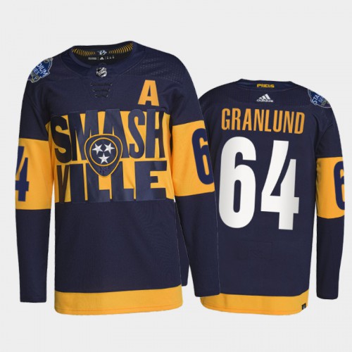 Adidas Nashville Predators #64 Mikael Granlund Men's 2022 Stadium Series Authentic Jersey - Navy Men's