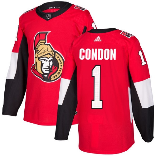 Adidas Ottawa Senators #1 Mike Condon Red Home Authentic Stitched Youth Jersey Youth