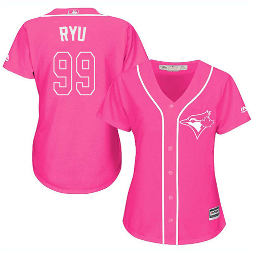Toronto Blue Jays #99 Hyun-Jin Ryu Pink Fashion Women's Stitched Jersey Womens