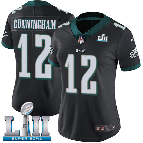 Philadelphia Eagles #12 Randall Cunningham Black Alternate Super Bowl LII Women's Stitched Vapor Untouchable Limited Jersey Womens