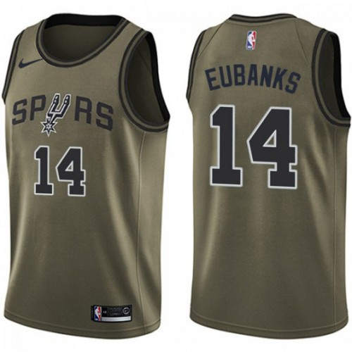 San Antonio Spurs #14 Drew Eubanks Green Swingman Salute to Service Jersey Mens