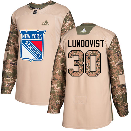 Adidas New York Rangers #30 Henrik Lundqvist Camo Authentic 2017 Veterans Day Stitched Jersey Men's