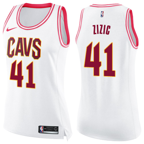 Cleveland Cavaliers #41 Ante Zizic White/Pink Womens Swingman Fashion Jersey Womens
