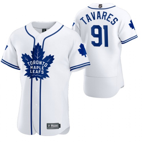 Toronto Maple Toronto Maple Leafs #91 John Tavares Men's 2020 x Crossover Edition Baseball Jersey White Men's