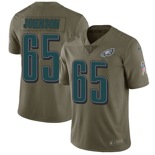 Philadelphia Eagles #65 Lane Johnson Olive Youth Stitched Limited 2017 Salute to Service Jersey Youth