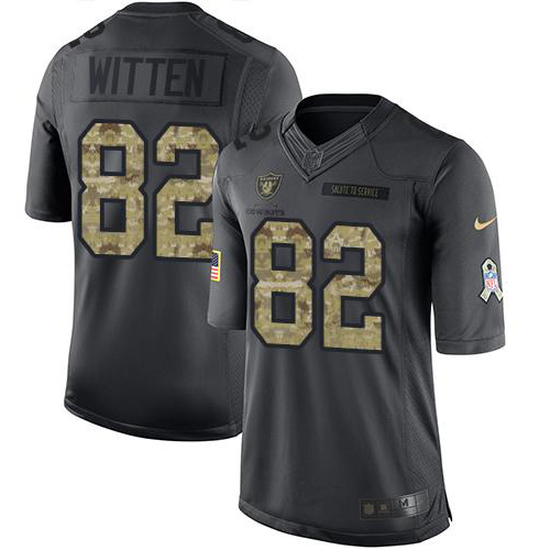 Las Vegas Raiders #82 Jason Witten Black Youth Stitched Limited 2016 Salute to Service Jersey Youth