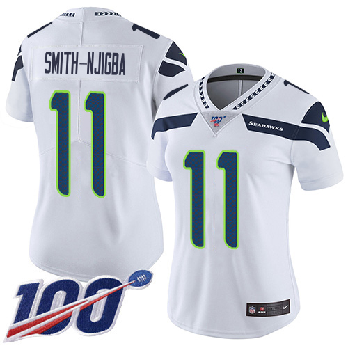 Seahawks #11 Jaxon Smith-Njigba White Women's Stitched 100th Season Vapor Limited Jersey