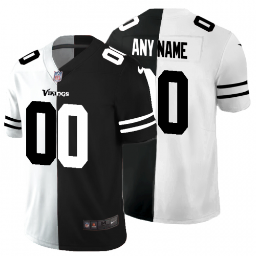 Minnesota Vikings Custom Men's Black V White Peace Split Vapor Untouchable Limited Jersey