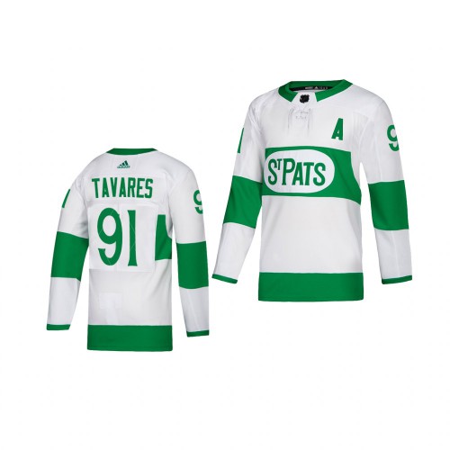 Adidas Maple Toronto Maple Leafs #91 John Tavares White 2019 St. Patrick's Day Authentic Player Stitched Youth Jersey Youth