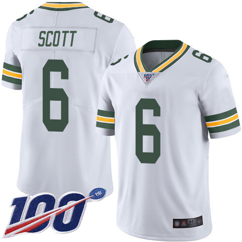 Green Bay Packers #6 JK Scott White Men's Stitched 100th Season Vapor Limited Jersey Men's
