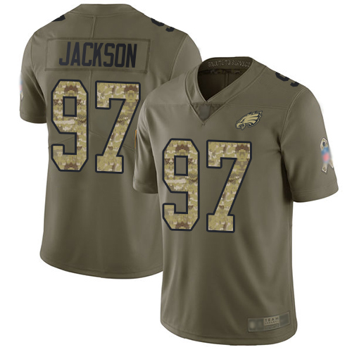 Philadelphia Eagles #97 Malik Jackson Olive/Camo Youth Stitched Limited 2017 Salute to Service Jersey Youth