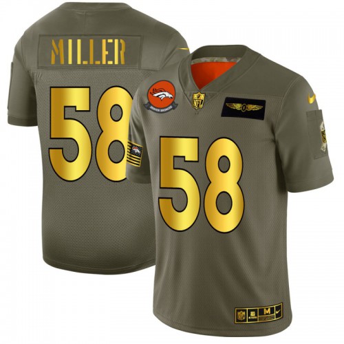Denver Denver Broncos #58 Von Miller Men's Olive Gold 2019 Salute to Service Limited Jersey Men's