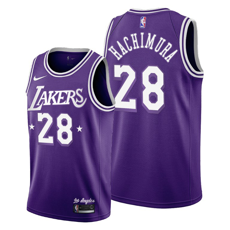 Los Angeles Lakers #28 Rui Hachimura Men's 2021-22 City Edition Purple Jersey