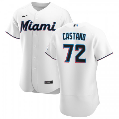 Miami Miami Marlins #72 Daniel Castano Men's White Home 2020 Authentic Player Jersey Men's