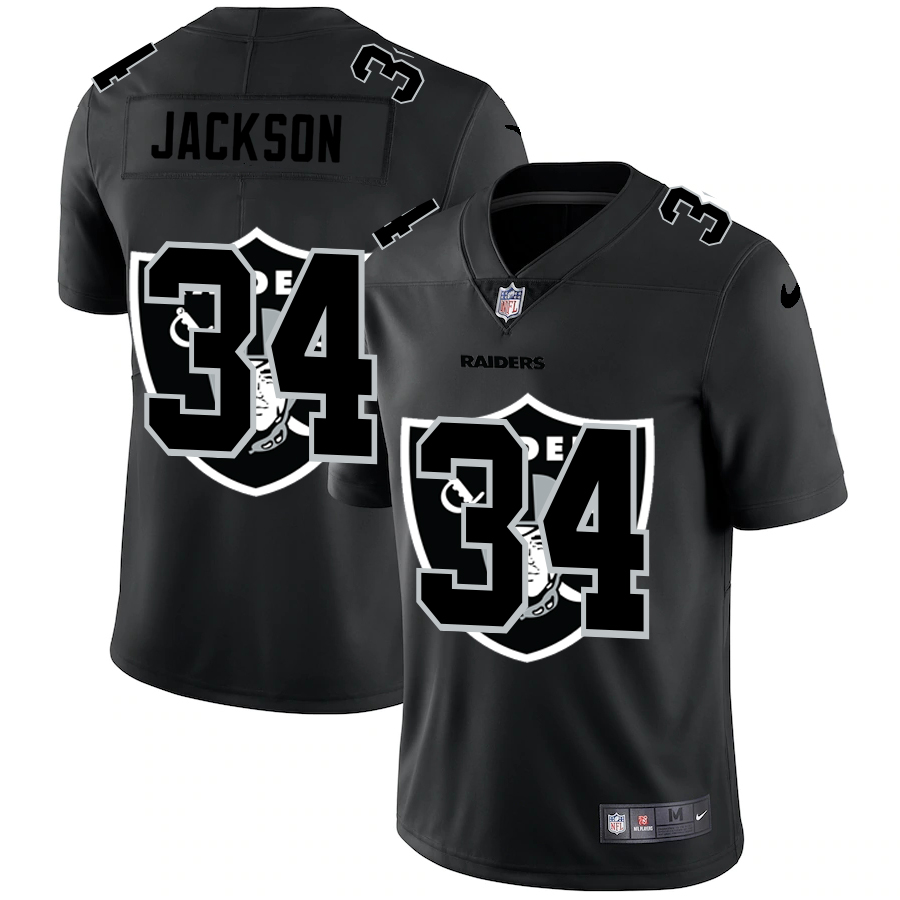 Las Vegas Raiders #34 Bo Jackson Men's Team Logo Dual Overlap Limited Jersey Black