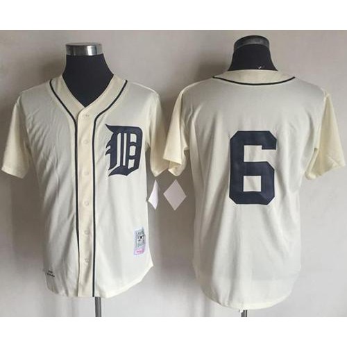 Mitchell And Ness 1968 Detroit Tigers #6 Al Kaline Cream Throwback Stitched Jersey Men's