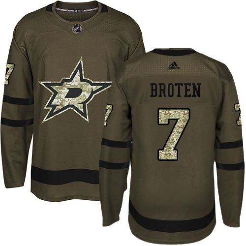 Adidas Dallas Stars #7 Neal Broten Green Salute to Service Stitched Jersey Men's