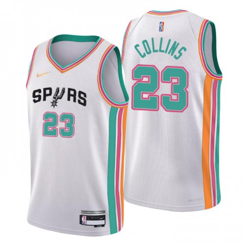 San Antonio San Antonio Spurs #23 Zach Collins Mens White 2021/22 Swingman Jersey - City Edition Mens