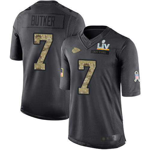 Chiefs #7 Harrison Butker Black Youth Super Bowl LV Bound Stitched Limited 2016 Salute To Service Jersey