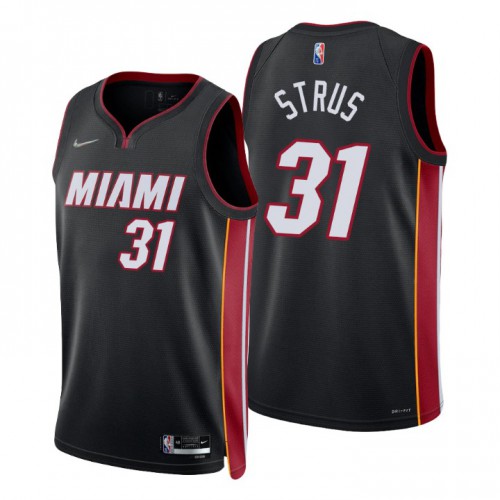 Miami Heat #31 Max Strus Black Mens 2021-22 75th Anniversary Diamond Swingman Jersey - Icon Edition Mens