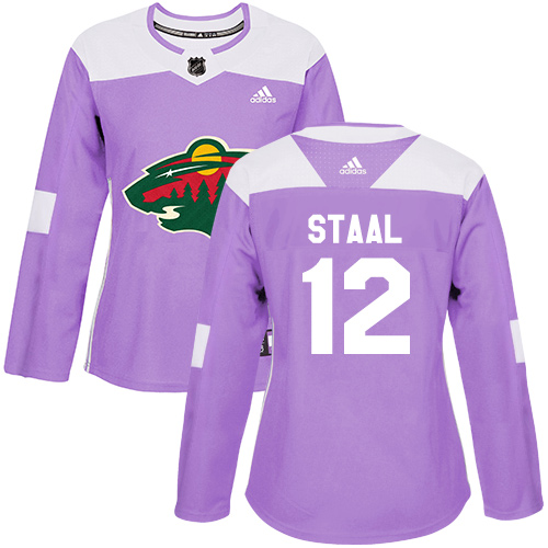 Adidas Minnesota Wild #12 Eric Staal Purple Authentic Fights Cancer Women's Stitched Jersey Womens