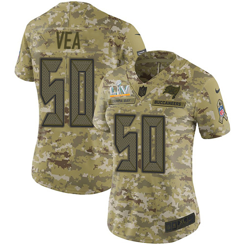 Tampa Bay Buccaneers #50 Vita Vea Camo Women's Super Bowl LV Bound Stitched Limited 2018 Salute To Service Jersey Womens