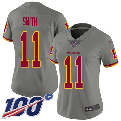 Washington Commanders #11 Alex Smith Gray Women's Stitched Limited Inverted Legend 100th Season Jersey Womens
