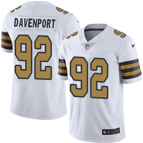 New Orleans Saints #92 Marcus Davenport White Men's Stitched Limited Rush Jersey Men's