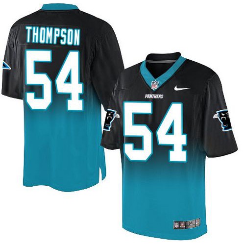 Carolina Panthers #54 Shaq Thompson Black/Blue Men's Stitched Elite Fadeaway Fashion Jersey Men's