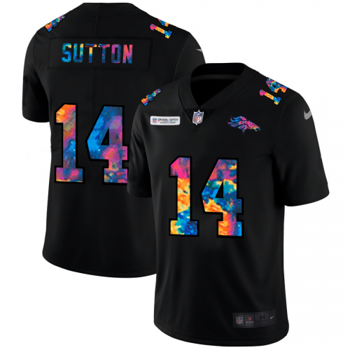Denver Denver Broncos #14 Courtland Sutton Men's Multi-Color Black 2020 Crucial Catch Vapor Untouchable Limited Jersey Men's