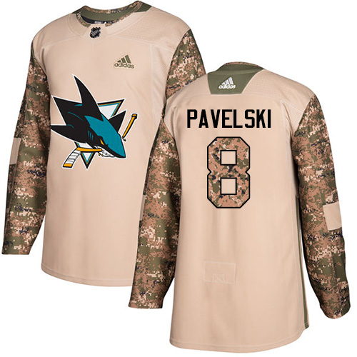 Adidas San Jose Sharks #8 Joe Pavelski Camo Authentic 2017 Veterans Day Stitched Youth Jersey Youth
