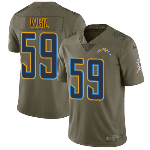 Los Angeles Chargers #59 Nick Vigil Olive Men's Stitched Limited 2017 Salute To Service Jersey Men's