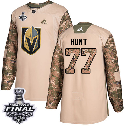 Adidas Golden Vegas Golden Knights #77 Brad Hunt Camo Authentic 2017 Veterans Day 2018 Stanley Cup Final Stitched Jersey Men's