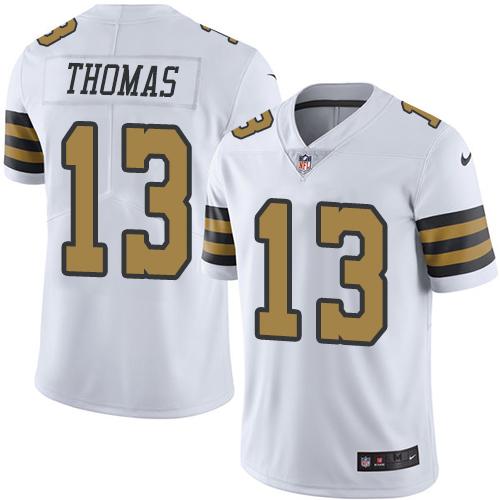 Saints #13 Michael Thomas White Men's Stitched Limited Rush Jersey