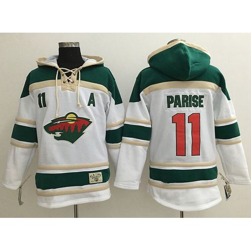 Minnesota Wild #11 Zach Parise White Sawyer Hooded Sweatshirt Stitched Jersey Men's