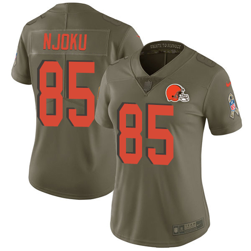 Browns #85 David Njoku Olive Women's Stitched Limited 2017 Salute To Service Jersey