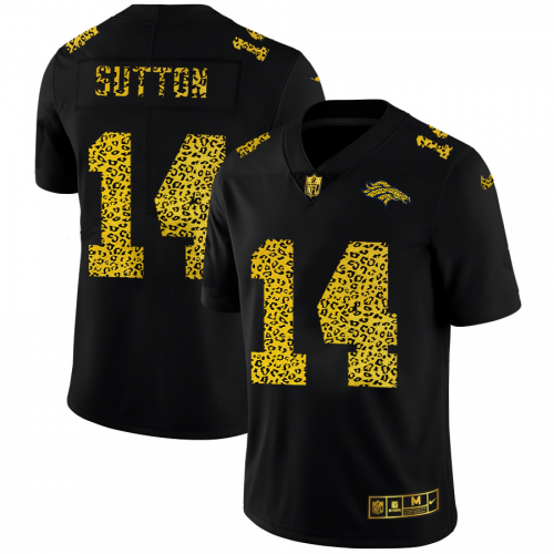 Denver Denver Broncos #14 Courtland Sutton Men's Leopard Print Fashion Vapor Limited Jersey Black Men's