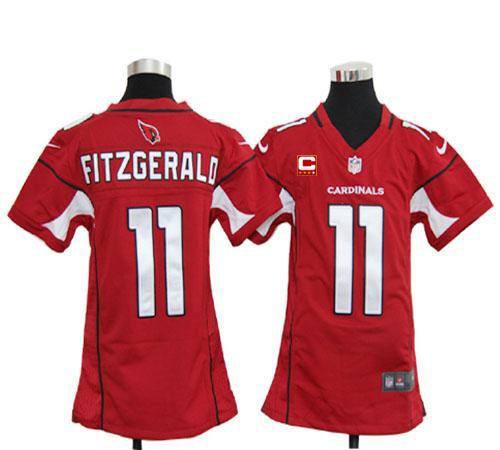Cardinals #11 Larry Fitzgerald Red Team Color With C Patch Youth Stitched Elite Jersey