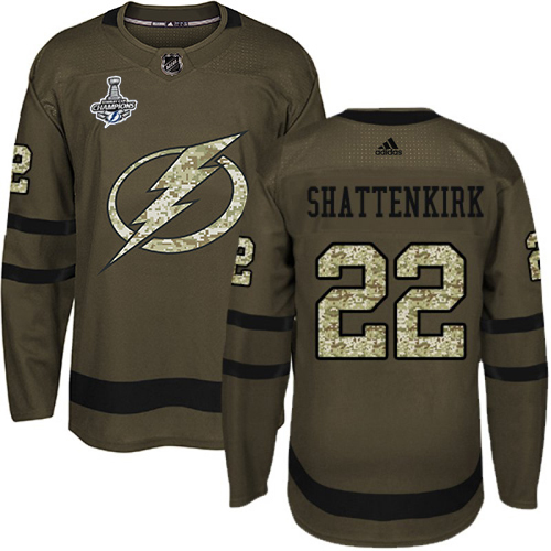 Adidas Tampa Bay Lightning #22 Kevin Shattenkirk Green Salute to Service Youth 2020 Stanley Cup Champions Stitched Jersey Youth