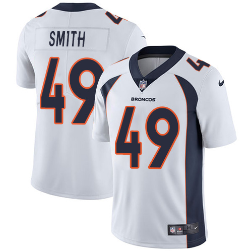 Denver Broncos #49 Dennis Smith White Men's Stitched Vapor Untouchable Limited Jersey Men's