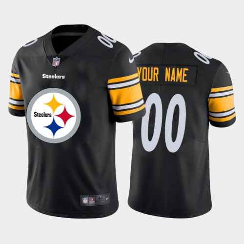 Pittsburgh Steelers Custom Black Men's Big Team Logo Vapor Limited Jersey