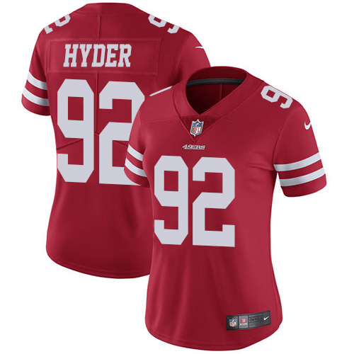 San Francisco 49ers #92 Kerry Hyder Red Team Color Women's Stitched Vapor Untouchable Limited Jersey Womens