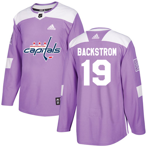 Adidas Washington Capitals #19 Nicklas Backstrom Purple Authentic Fights Cancer Stitched Jersey Men's