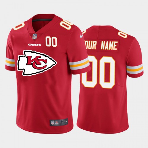 Kansas City Chiefs Custom Red Men's Big Team Logo Player Vapor Limited Jersey