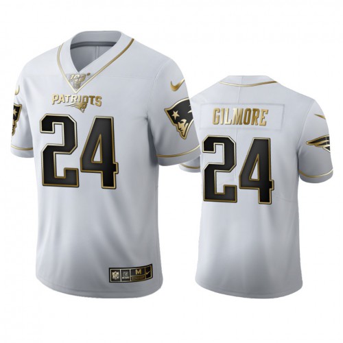 New England New England Patriots #24 Stephon Gilmore Men's White Golden Edition Vapor Limited 100 Jersey Men's